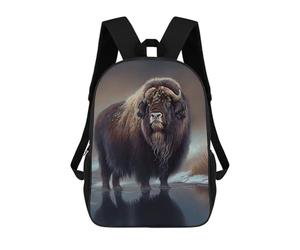 sinyumoney Arctic Muskox Oil Paint Backpack, Children's Backpack, Student School Bag Bookbag Rucksack, 3D Printed School Bag for Boys Girls 17inch