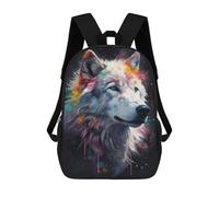 sinyumoney Arctic Wolf Painting School Bag, Kids Backpack for Boys And Teenager, Gifts 3D Printing Daypacks Schoolbag Backpack Bookbag 17inch