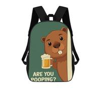sinyumoney Are You Pooping Bober Beaver School Backpack School Bags for Girls Boys Backpack with Pocket Fashion School Bag Kids Backpack 17inch