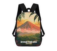 sinyumoney Arenal Volcano National Park Costa Rica Children's School Backpack 3D Printed for Kids Travel Rucksacks Book Bags for Boys Elementary School Students 17inch