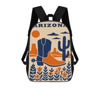 sinyumoney Arizona Desert Cowboy Boot Illustration Kids Backpack Girls 3D School Bags Children's 17 Inch Rucksack Toddler Schoolbag,Casual Daypacks Fashion Bookbag Bag