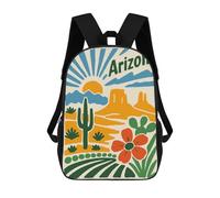 sinyumoney Arizona Desert Landscape Illustration 3D Printed Children's 17 Inch Backpacks 3D Printed Casual School Bag for Boys Elementary And Middle