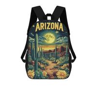 sinyumoney Arizona Desert Landscape with Cacti 3D Printed 17 Inch School Backpack Children's Backpacks 3D Printed Cool Knapsack for Boys Elementary And Middle