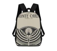 sinyumoney Art Deco Monte Carlo Poster Rucksack Computer Rucksack for School/Work/Travel for Camping Outdoor Adventures And Daily Travel 17inch