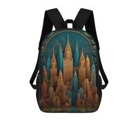 sinyumoney Art Deco New York Cityscape Backpack School Bag Secondary Causal Travel High School Bags for Boys/Girls/Teenagers 17inch