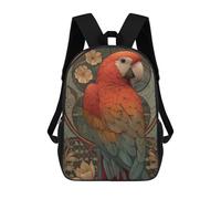sinyumoney Art Deco Parrot Backpack School Fashion Stationery Backpack Waterproof Casual Daypacks for Boys/Girls/Teenagers 17inch