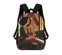 sinyumoney Art Deco Piano Woman Backpack School Large School Backpack for Boys - Perfect for Travel, Work And Daily Use 17inch