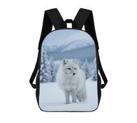 sinyumoney Art Fox in Snowy Winter Landscape 3D Printed Children's 17 Inch Backpacks 3D Printed Casual School Bag for Boys Elementary And Middle