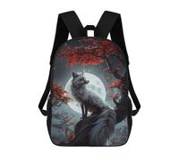sinyumoney Art Fox Under Autumn Moon 17 Inch Kids Backpack Fashion Fun Backpack Book Bag for Boys And Teenager 3D Printed for Boys