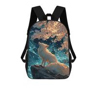 sinyumoney Art Fox Under Cherry Blossom Tree Children's 17 Inch School Backpack 3D Printed Casual Daypacks for Kids Travel Rucksacks Book Bags Kids School Bag