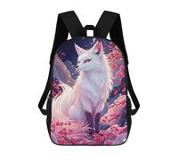 sinyumoney Art Fox with Cherry Blossoms Kids Backpack 17 Inch School Bag 3D Printed Cartoon School Backpacks for Boys And Teenager School Students