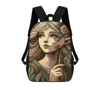 sinyumoney Art Nouveau Elf School Backpack for Girls Backpack Water Repellent Casual Daypack Lightweight Rucksack Boy Girl School Backpack 17inch