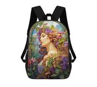 sinyumoney Art Nouveau Floral Fantasy -2 Backpacks Kids 17inch School Backpack School Bag 3D Printed School Bag for Boys Elementary And Middle School Students