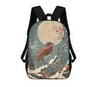 sinyumoney Art Nouveau Snow Bird in Winter Backpack School Bag Rucksack Casual Daypacks School Work Travel Bag for Men, Women & Teenage Boys 17inch