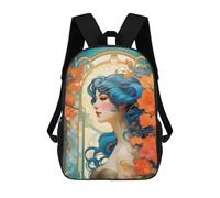sinyumoney Art Nouveau Woman Backpacks Kids School Backpack School Bag 3D Printed School Bag for Boys Elementary And Middle School Students 17inch