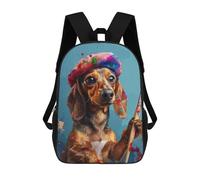 sinyumoney Artistic Dachshund Backpack School Lightweight Casual Daypack School Backpacks for Men, Women & Teenage Boys 17inch