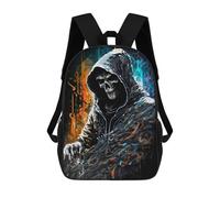 sinyumoney Artistic Grim Reaper Illustration Backpacks 3D Printed Kids School Backpack School Bag Fashion Rucksacks for Boys Elementary And Middle School Students 17inch