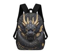 sinyumoney Asia Dragon Art Decoration Children's Backpack, 17 Inch 3D Printed School Backpack, Backpack Cartoon Adjustable School Bag for Primary School