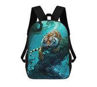 sinyumoney Asian Mythical Tiger Backpacks Kids Student Schoolbag,3D Printed Backpacks,Elementary And Middle School Students Backpacks for Boys Girls 17inch