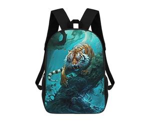sinyumoney Asian Mythical Tiger Backpacks Kids Student Schoolbag,3D Printed Backpacks,Elementary And Middle School Students Backpacks for Boys Girls 17inch