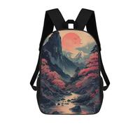 sinyumoney Asian Vintage Landscape Rucksack Lightweight Schoolbag Dayback Bookbag College for Girl, Teen Girls 17inch