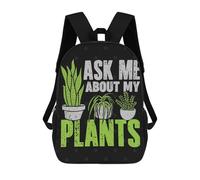 sinyumoney Ask Me About My Plants 17 Inch School Bag Backpack Teen Schoolbag 3D Printing Adjustable Schoolbag Fashion Pocket Bag for Kids Boys Girls Students