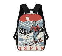 sinyumoney Aspen Skiing Poster Backpack School Daypacks Business Backpack Water Resistant Bookbag for Men, Women & Teenage Boys 17inch