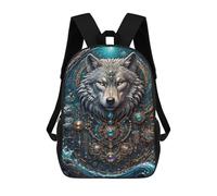 sinyumoney Astral Guardian Wolf 17 Inch Backpacks Kids Schoolbag,3D Printed Elementary And Middle School Students Backpacks for Boys Girls