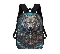 sinyumoney Astral Guardian Wolf School Bag 3D Printed 17inch Backpacks Fashion Kids School Backpack Rucksacks for Boys Elementary And Middle School Students