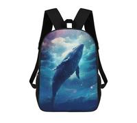 sinyumoney Astral Whale Children's Backpack, 3D Printed School Backpack, Backpack for Boys Girls, Adjustable School Bag for Primary School 17inch