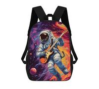 sinyumoney Astro Playing Guitars Backpacks Kids School Backpack School Bag 3D Printed School Bag for Boys Elementary And Middle School Students 17inch