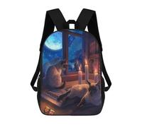 sinyumoney Astrological Cats Children's Backpack, 3D Printed School Backpack, Backpack for Boys Girls, Adjustable School Bag for Primary School 17inch