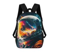 sinyumoney Astronau Reflections 13 Backpacks Kids 17inch School Backpack School Bag 3D Printed School Bag for Boys Elementary And Middle School Students