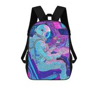 sinyumoney Astronaut 80S Neon Backpack School Bag School Secondary High School College Backpack Travel for Boys/Girls/Teenagers 17inch