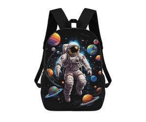 sinyumoney Astronaut Among Planets Backpack Kids School Bag Boys Cartoon 3D Print Students Schoolbag Laptop Daypack for Boys Girls 17inch
