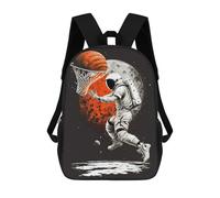sinyumoney Astronaut Basketball Children's Backpack, 3D Printed School Backpack, Backpack for Boys Girls, Adjustable School Bag for Primary School 17inch