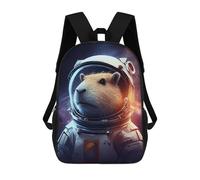 sinyumoney Astronaut Capybara in Space Backpack 3D Print Kids Bag Elementary Students Daypack Lightweight School Bag for Children Girls Boys Nursery Lunch Pack 17inch