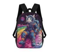 sinyumoney Astronaut Cat Colorful Backpack School Bag Lightweight Schoolbag Dayback Bookbag College for Men/Women 17inch