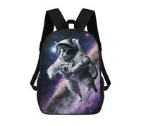 sinyumoney Astronaut Cat in Space -3 School Backpack 3D Printed School Bags Boys Girls Laptop Backpack for Kids/Students/Adults 17inch