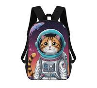 sinyumoney Astronaut Cat in Space Backpack, Children's Backpack, Student School Bag Bookbag Rucksack, 3D Printed School Bag for Boys Girls 17inch