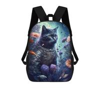 sinyumoney Astronaut Cat in Space Garden School Bag 3D Printed Children's School Backpack Casual Fashion Travel Backpacks for Kids School Students 17inch