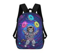 sinyumoney Astronaut Cat Juggling Donuts in Space Backpack School Lightweight Casual Daypack School Backpacks for Boys/Girls/Teenagers 17inch
