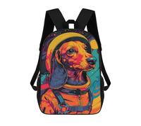 sinyumoney Astronaut Dachshund Space Kids' Book Bag 3D Printing School Bag Boys And Girls Cool Knapsack Casual Back Bag for School Students 17inch
