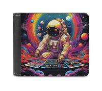sinyumoney Astronaut DJ in Space 3D Print PU Leather Wallet Card Slots Coin RFID Blocking Leather Wallet Craftsmanship Gifts 11.7cm*9.5cm
