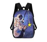 sinyumoney Astronaut Fishing in Space Backpacks Kids School Backpack School Bag 3D Printed School Bag for Boys Elementary And Middle School Students 17inch