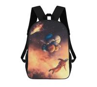 sinyumoney Astronaut Floating with Planets Kids Backpack, Kids School Bag 3D Printed School Backpacks for Boys And Teenager School Students 17inch