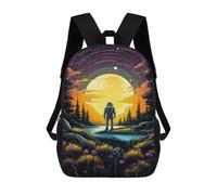 sinyumoney Astronaut Forest Sunset School Backpack Water Resistant Travel Backpack Computer Bag for Men, Women & Teenage Boys 17inch