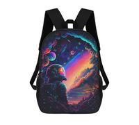 sinyumoney Astronaut Gazing at Cosmic Portal 3D Printed School Bag Children's School Backpack Schoolbags Travel Backpacks Casual Fashion Bag for Kids School Students 17inch