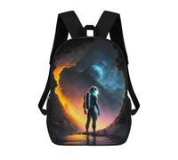 sinyumoney Astronaut Gazing at Earth from Lava Tunnel School Backpack 3D Printed School Bags Boys Girls Laptop Backpack for Kids/Students/Adults 17inch
