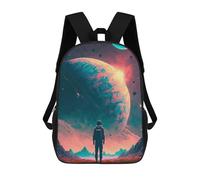 sinyumoney Astronaut Gazing at Planets -5 Kids Backpack,School Backpack Kids School Bag 3D Printed Cartoon Large Capacity Backpack for Kids Boys And Girls 17inch